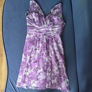 Amsale Purple Floral Mini Dress